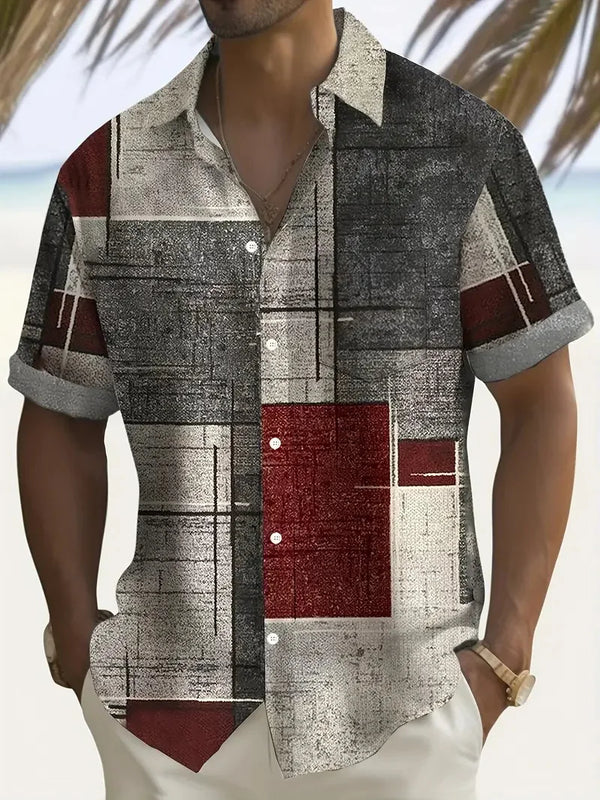 Men's Summer Short Sleeve Printed Shirt for Men Casual